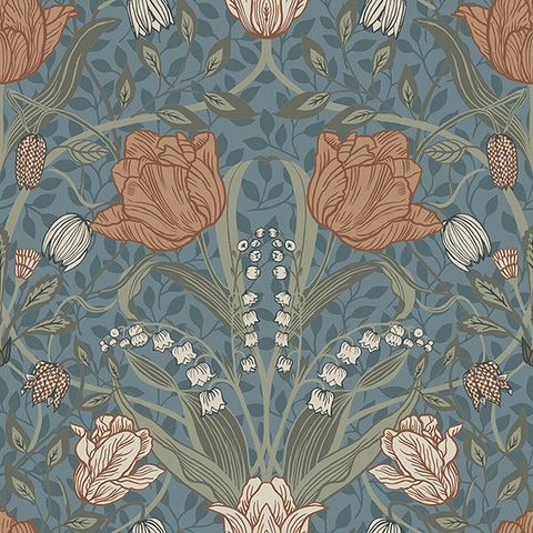 2948-33009 Tulipa Blue Floral Wallpaper