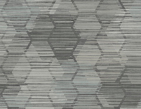 2949-60500 Jabari Charcoal Geometric Faux Grasscloth Wallpaper