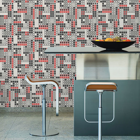 2949-60701 Bantry Red Geometric Wallpaper