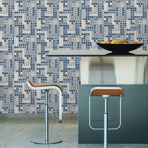 2949-60702 Bantry Blue Geometric Wallpaper