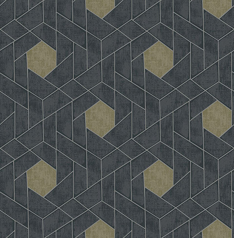 2964-25900 Granada Charcoal Geometric Wallpaper