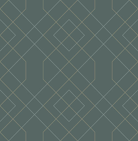 2964-25911 Ballard Teal Geometric Wallpaper