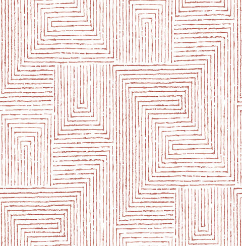 2964-25956 Merritt Red Geometric Wallpaper