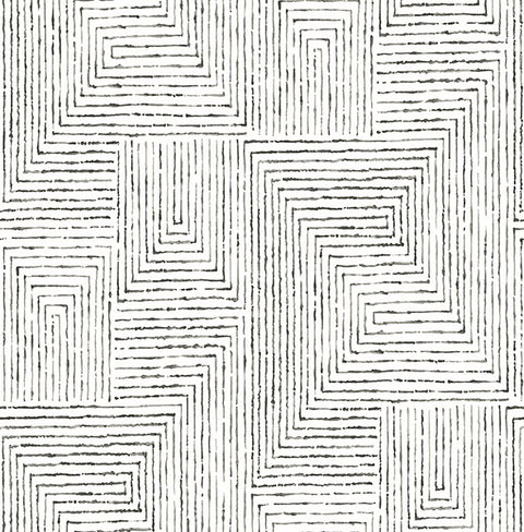 2964-25958 Merritt Black Geometric Wallpaper
