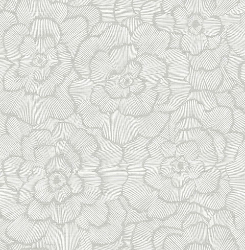 2969-26036 Periwinkle Light Grey Textured Floral Wallpaper