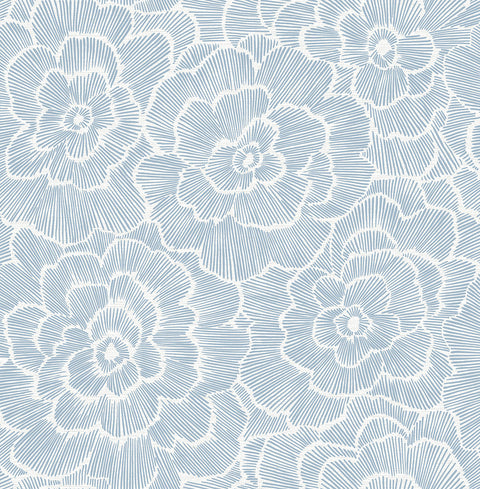 2969-26039 Periwinkle Blue Textured Floral Wallpaper