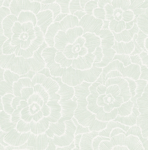 2969-26040 Periwinkle Green Textured Floral Wallpaper
