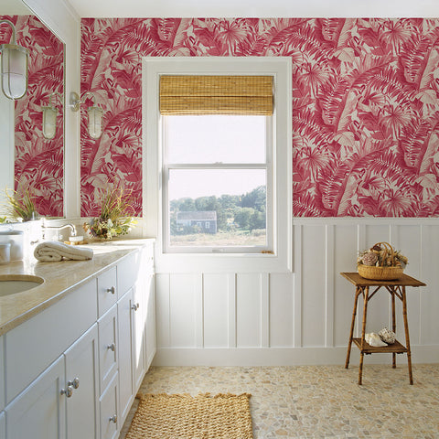 2969-26054 Alfresco Pink Tropical Palm Wallpaper