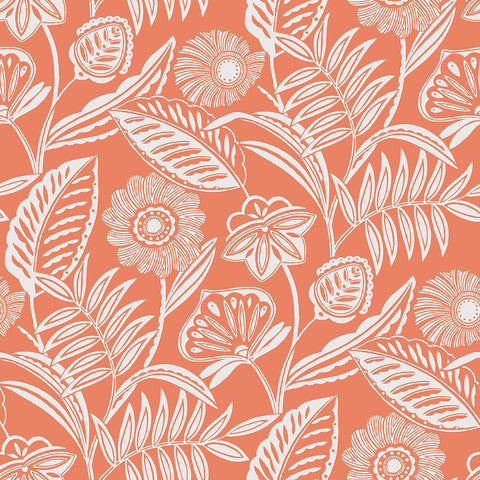2969-87528 Alma Coral Tropical Floral Wallpaper