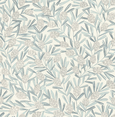 2970-26100 Zulma Blue Decorative Botanical Wallpaper