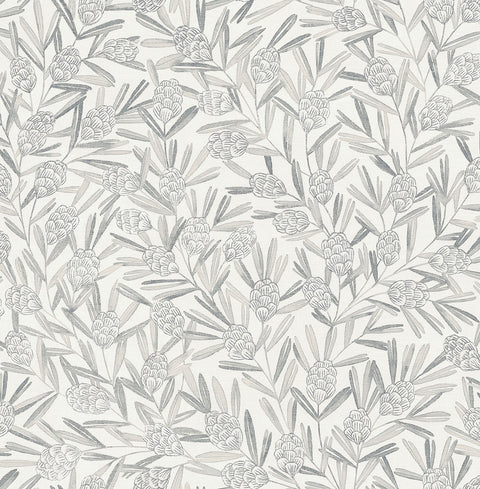 2970-26102 Zulma Grey Decorative Botanical Wallpaper