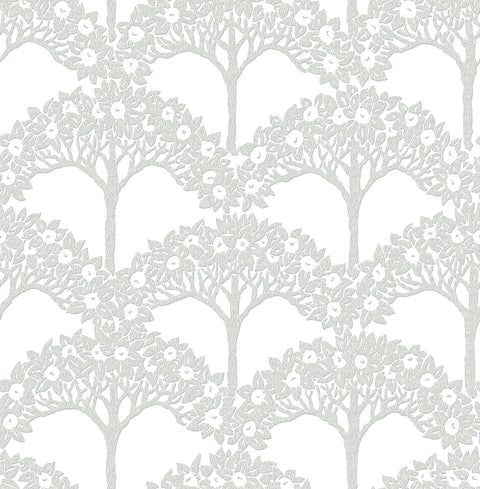 2970-26110 Dawson Light Grey Magnolia Tree Wallpaper
