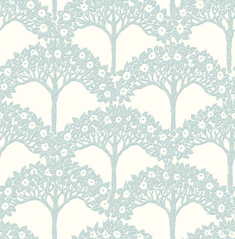2970-26111 Dawson Turquoise Magnolia Tree Wallpaper