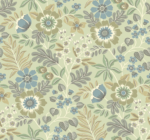 2970-87532 Voysey Green Floral Wallpaper