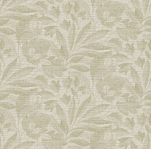 2971-86150 Lei Neutral Etched Leaves Wallpaper