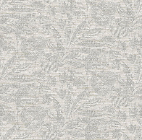 2971-86152 Lei Silver Etched Leaves Wallpaper