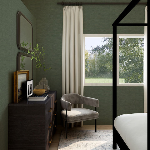 2971-86185 Lela Green Faux Linen Wallpaper