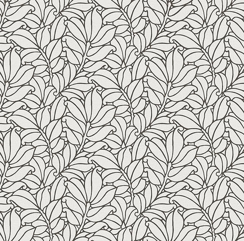 2971-86322 Coraline White Leaf Wallpaper