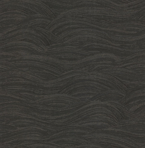 2971-86363 Leith Black Zen Waves Wallpaper