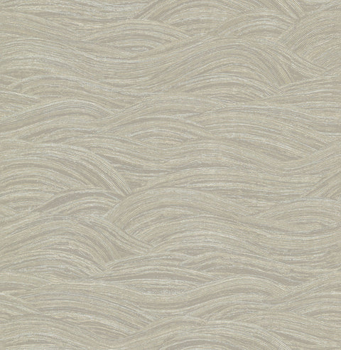 2971-86366 Leith Taupe Zen Waves Wallpaper