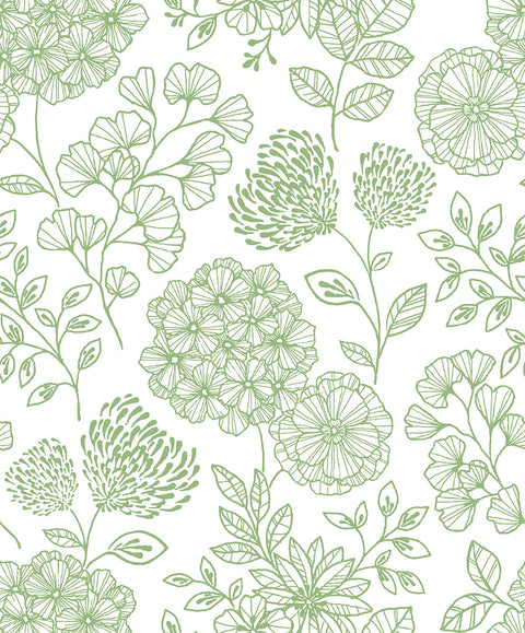 2975-26204 Ada Green Floral Wallpaper