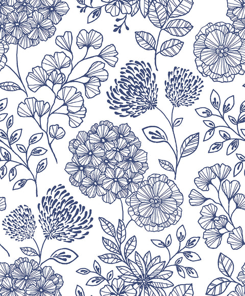 2975-26205 Ada Blue Floral Wallpaper
