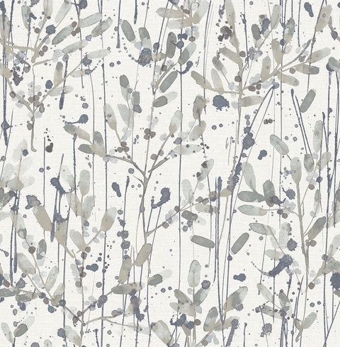 2975-26238 Leandra Grey Floral Trail Wallpaper