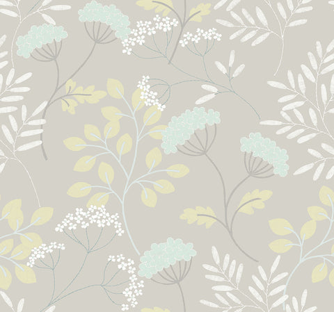 2975-87540 Sorrel Light Grey Botanical Wallpaper
