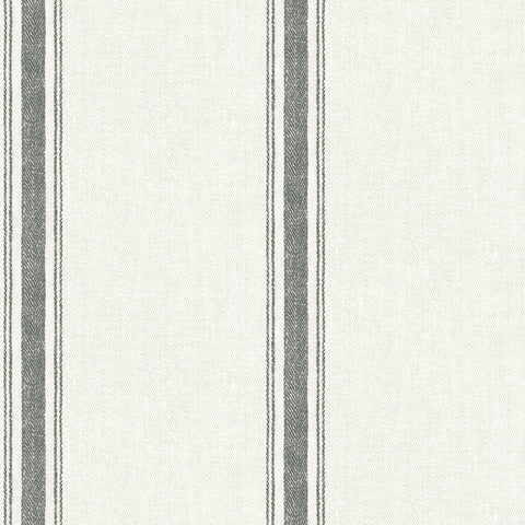 Linette Black Fabric Stripe Wallpaper