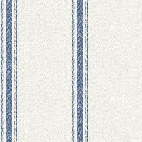 Linette Blue Fabric Stripe Wallpaper