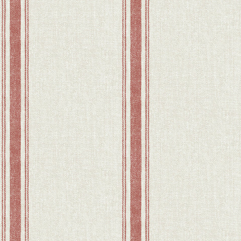 Linette Burnt Sienna Fabric Stripe Wallpaper