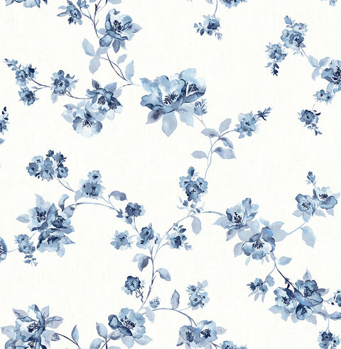 Cyrus Blue Floral Wallpaper