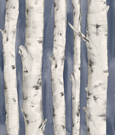 3118-12604 Pioneer Denim Birch Tree Wallpaper