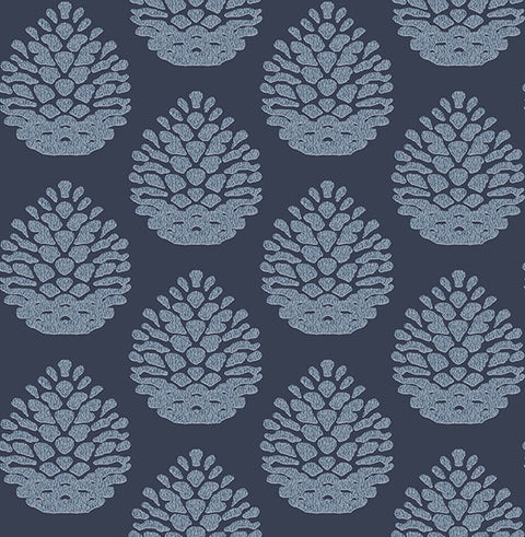 3118-25092 Totem Blue Pinecone Wallpaper