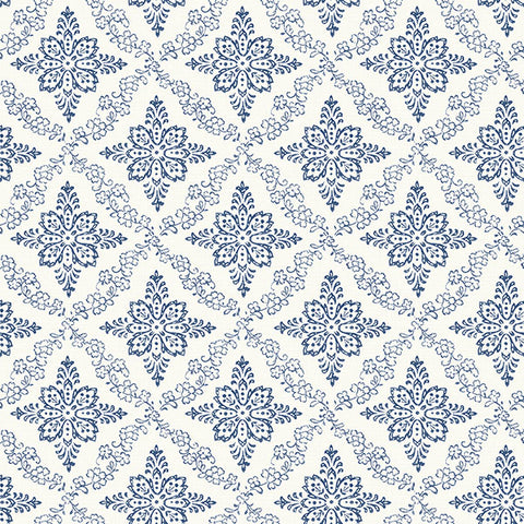 3119-13532 Wynonna Navy Geometric Floral Wallpaper