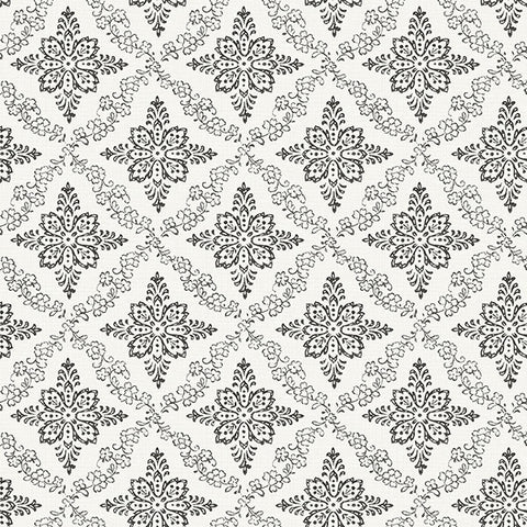 3119-13534 Wynonna Black Geometric Floral Wallpaper