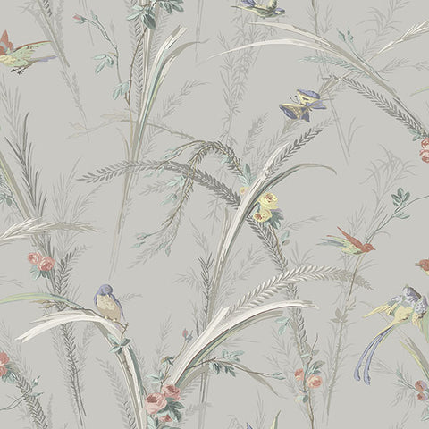 3119-193211 Meadowlark Grey Botanical Wallpaper