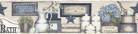 3119-63104B Country Bath Blue Rustic Border