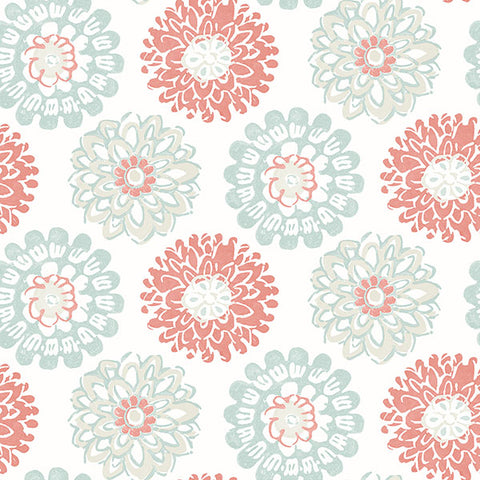 3120-13701 Sunkissed Coral Floral Wallpaper