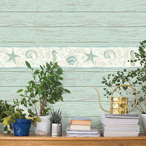 3120-53562B Island Bay Sea Green Starfish Border