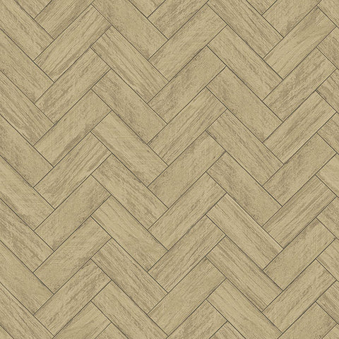 3122-10105 Kaliko Neutral Wood Herringbone Wallpaper