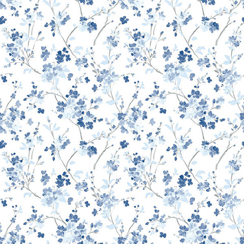 3122-10902 Glinda Navy Floral Trail Wallpaper