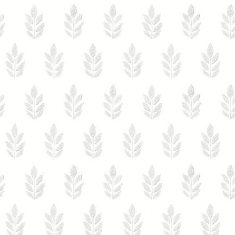 3122-11310 Ervic Light Grey Leaf Block Print Wallpaper