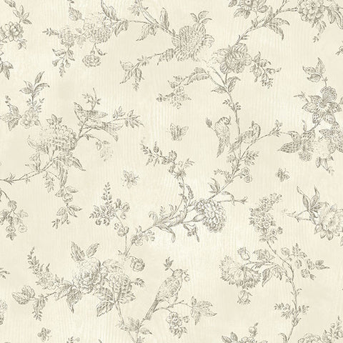 3123-02193 French Nightingale Brown Trail Wallpaper