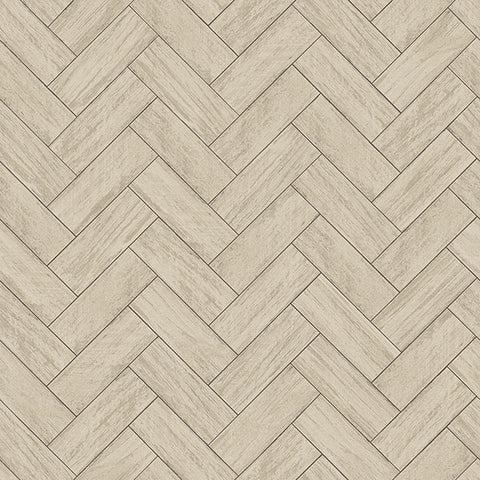 3123-10105 Kaliko Taupe Wood Herringbone Wallpaper