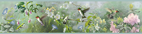 3123-48531 Ruby Light Blue Hummingbird Garden Border