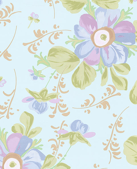 Lyse Lavender Painted Flowers Wallpaper