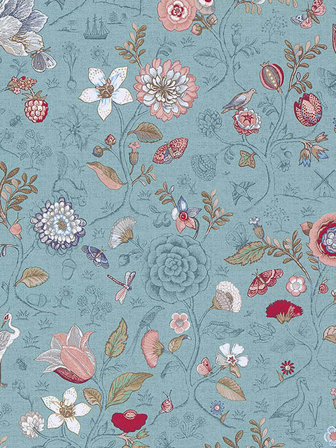 375003 Espen Blue Floral Wallpaper
