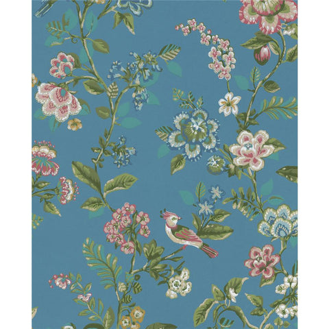 375066 Willem Sapphire Painted Garden Wallpaper