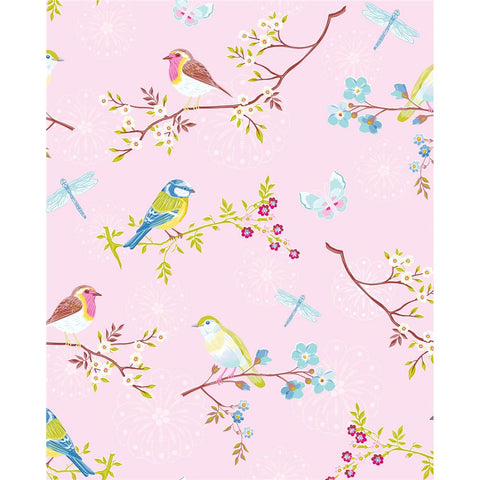 375082 Marit Light Pink Bird Wallpaper